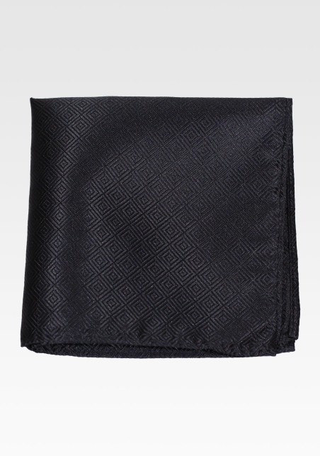 Geometric Check Hanky in Dark Charcoal
