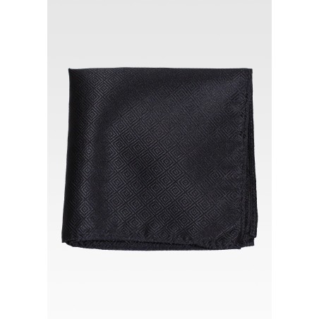Geometric Check Hanky in Dark Charcoal