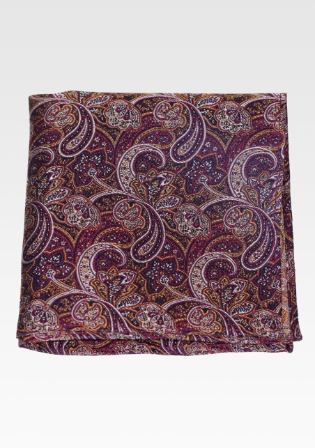 Burgundy and Gold Paisley Hanky