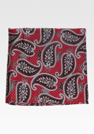 Crimson and Gold Paisley Pocket Square