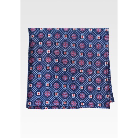 Blue and Pink Designer Silk Pocket Square