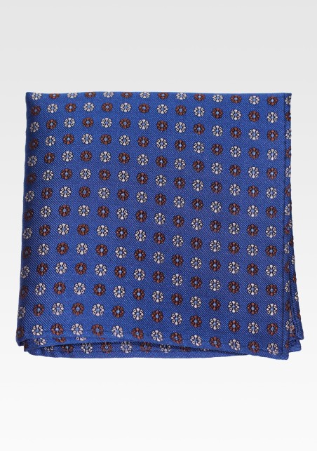 Navy Silk Hanky with Tiny Embroidered Florals