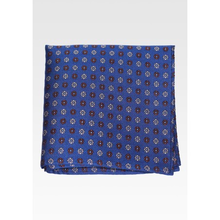 Navy Silk Hanky with Tiny Embroidered Florals
