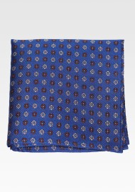 Navy Silk Hanky with Tiny Embroidered Florals