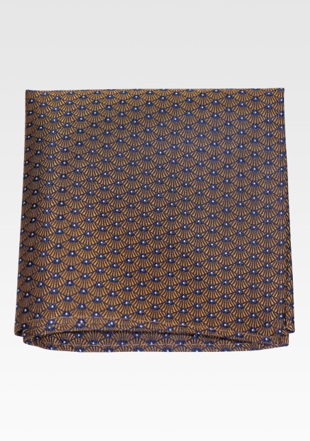 Shell Pattern Silk Pocket Square in Vegas Gold
