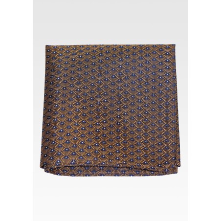 Shell Pattern Silk Pocket Square in Vegas Gold