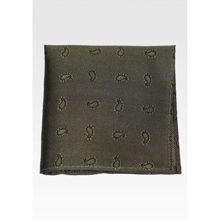 Olive Green Paisley Hanky in Silk