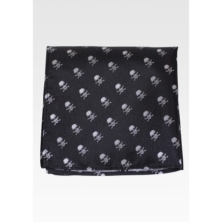 Black Hanky with Silver Skulls and Crossbones