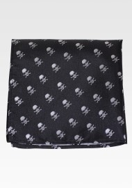 Black Hanky with Silver Skulls and Crossbones