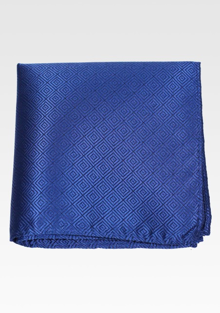 Geometric Check Hanky in Sapphire Blue