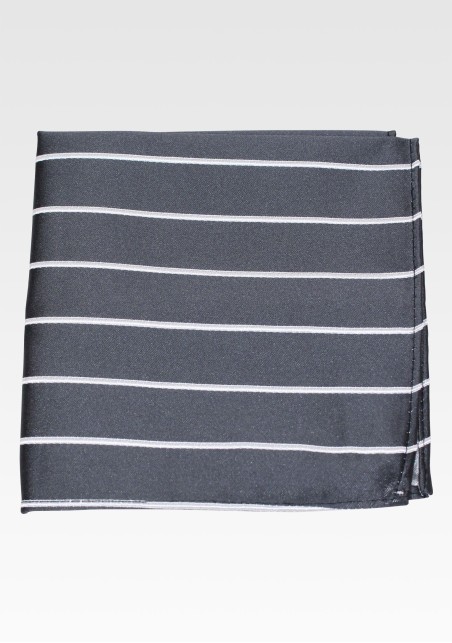 Gray and Silver Striped Pocket square