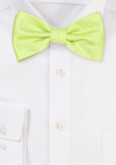 Bright Lime Green Woodgrain Textured Bowtie