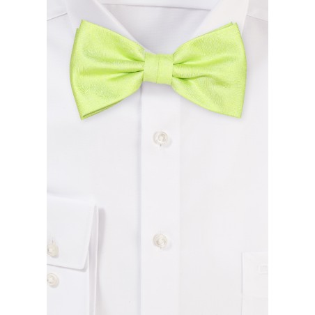 Bright Lime Green Woodgrain Textured Bowtie