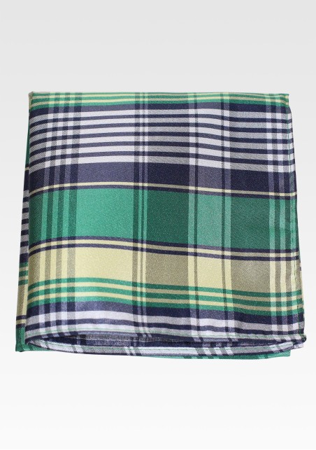 Green and Gold Tartan Plaid Pocket Square