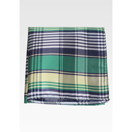 Green and Gold Tartan Plaid Pocket Square