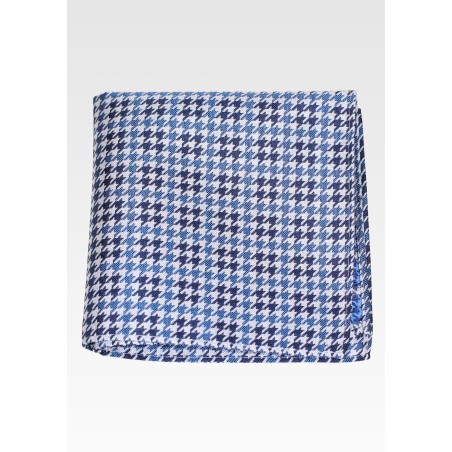Houndstooth Pocket Square in Blue and White