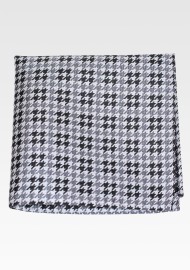 Houndstooth Check Hanky in Silver and Gray