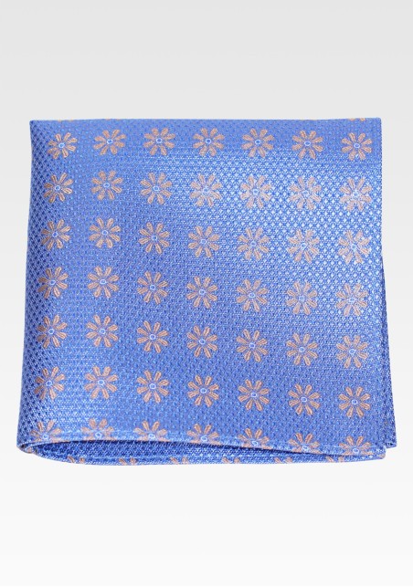 Sapphire Blue and Gold Silk Pocket Square