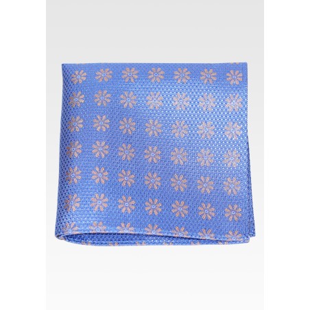 Sapphire Blue and Gold Silk Pocket Square