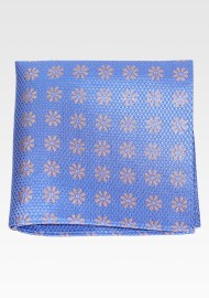 Sapphire Blue and Gold Silk Pocket Square