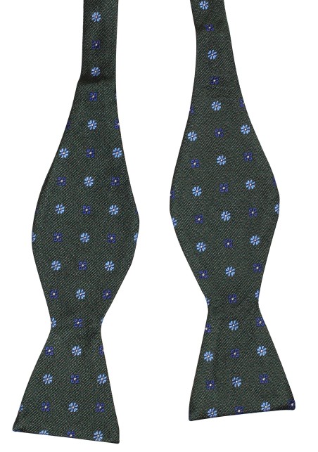 Olive Green Self-Tie Bow Tie in Pure Silk Untied