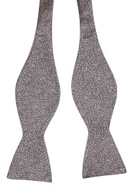Shiny Silver Self-Tie Silk Bowtie Untied