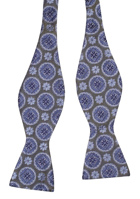 Olive Green Medallion Bow Tie in Self-Tie Style Untied