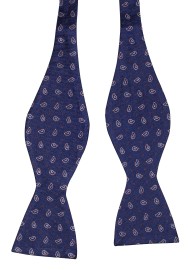 Handmade Paisley Bowtie in Classic Navy Untied