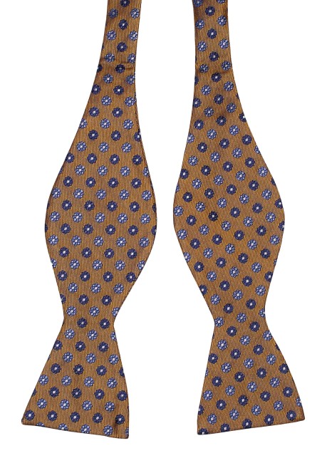 Antique Gold Self Tie Floral Bow Tie Untied