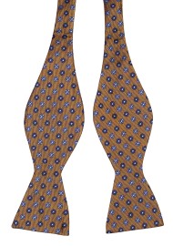 Antique Gold Self Tie Floral Bow Tie Untied