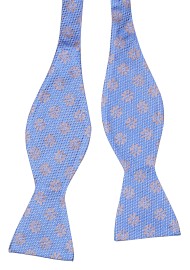 Royal Blue and Gold Floral Bow Tie in Pure Silk Untied