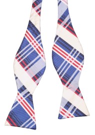 Navy and Cream Designer Bowtie Untied