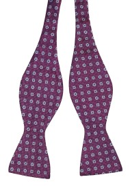 Burgundy Red Silk Bowtie in Self-Tie Style Untied
