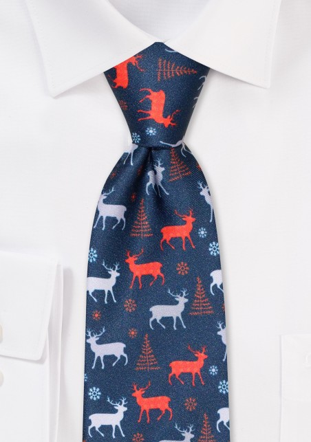 Holiday Print XL Tie in Teal and Red