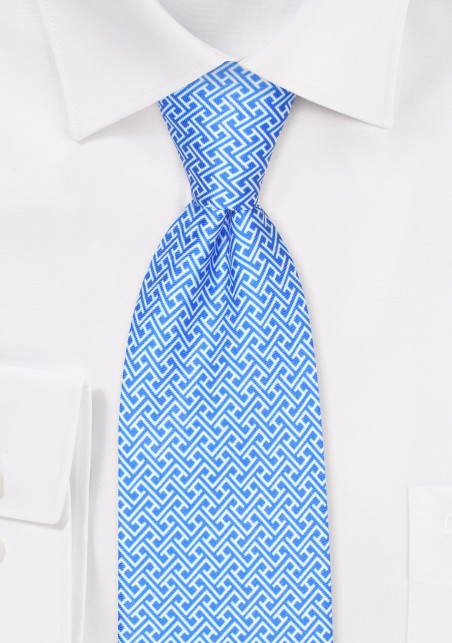 Sky Blue Geometric Print Kids Necktie