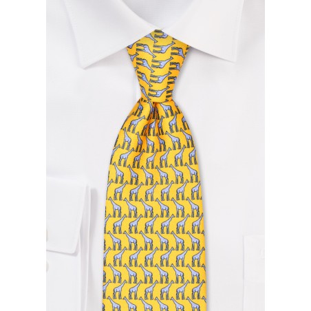 Golden Yellow Giraffe Print Tie
