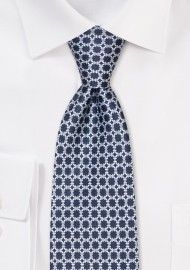 Dark Navy Designer Print Tie in XL