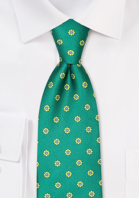 Shamrock Green Floral Tie for Kids