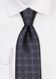 Black Tie with Woven Check Design