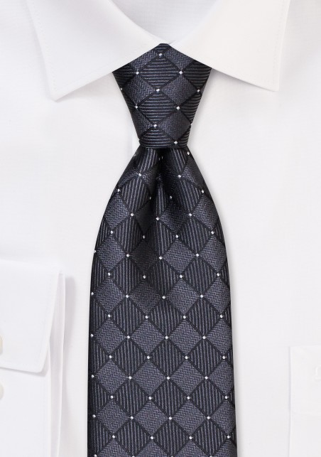 Black Kids Tie in Woven Check Design