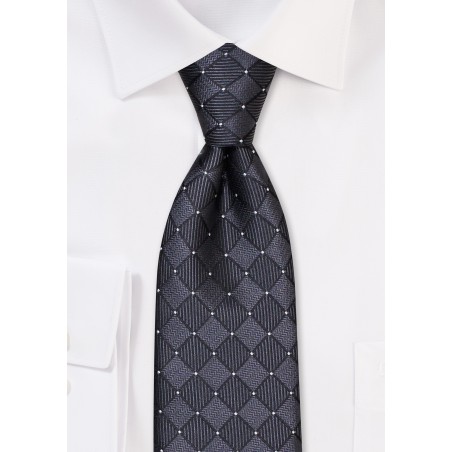 Black Kids Tie in Woven Check Design