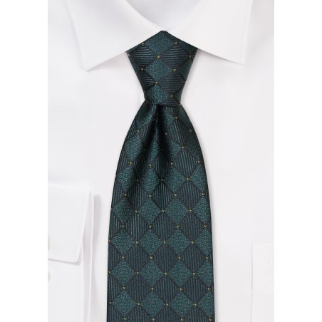 Forest Green XL Tie with Woven Checks