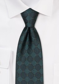 Forest Green XL Tie with Woven Checks