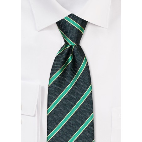 Dark Green Striped Kids Necktie