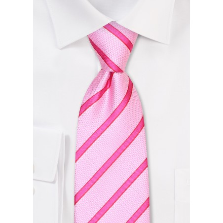 XL Striped Tie in Bubblegum Pink
