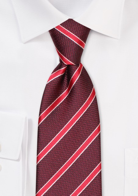 Wine Red and Scarlet Striped Tie