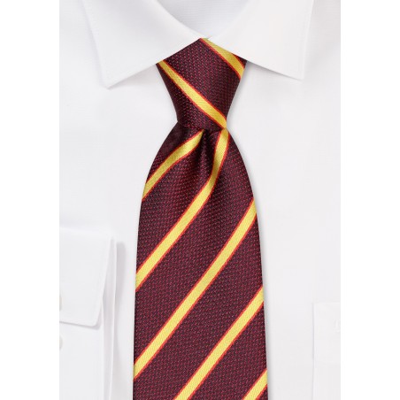 Burgundy and Gold Striped Kids Tie