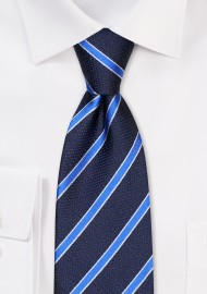 Navy Tie with Royal Blue Stripes
