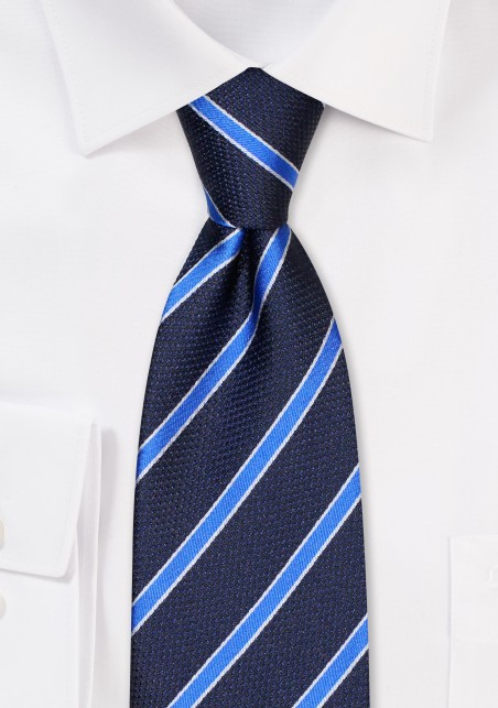 Navy and Horizon Blue Striped Kids Tie