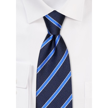 Navy and Horizon Blue Striped Kids Tie